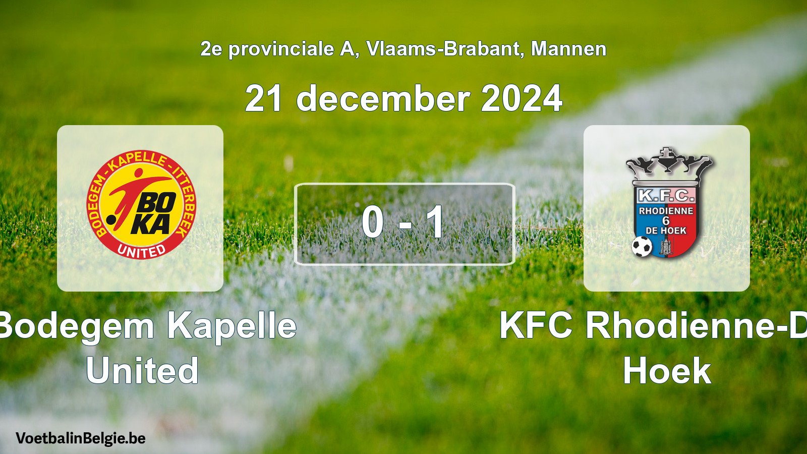 Played match men football: Bodegem Kapelle United - KFC Rhodienne-De Hoek 0 - 1 (21 December 2024)