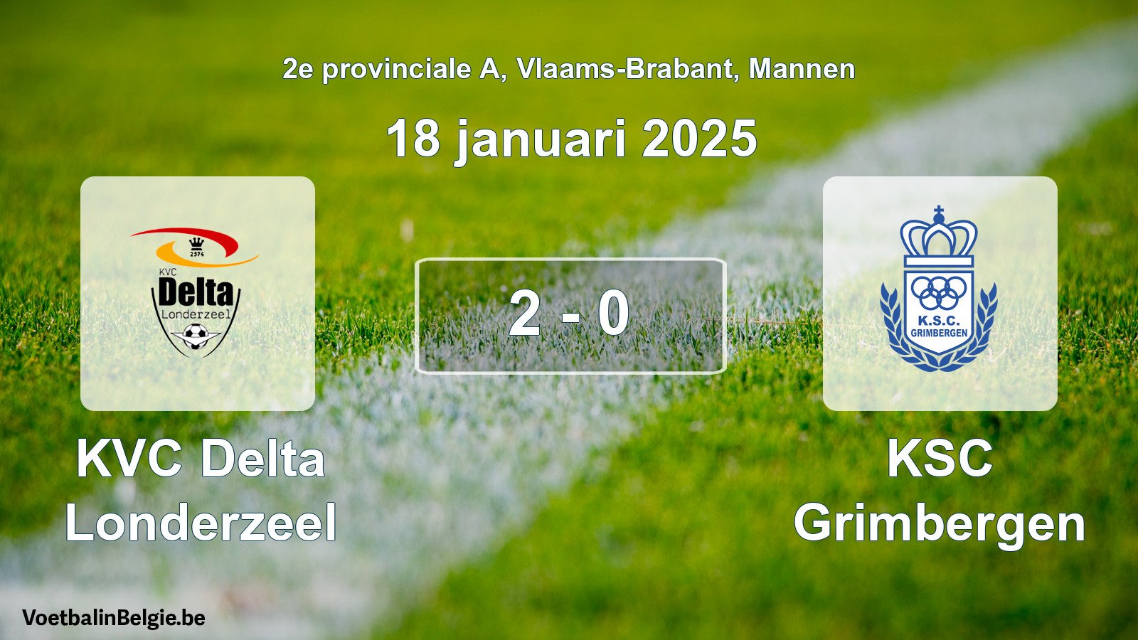 Gespeelde wedstrijd mannenvoetbal: KVC Delta Londerzeel - KSC Grimbergen 2 - 0 (18 januari 2025)