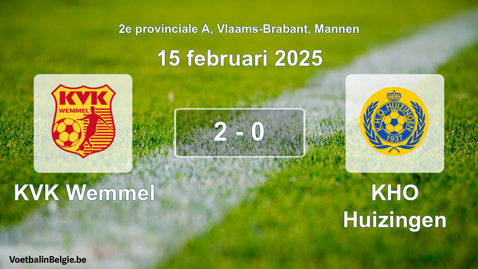 Gespeelde wedstrijd mannenvoetbal: KVK Wemmel - KHO Huizingen 2 - 0 (15 februari 2025)