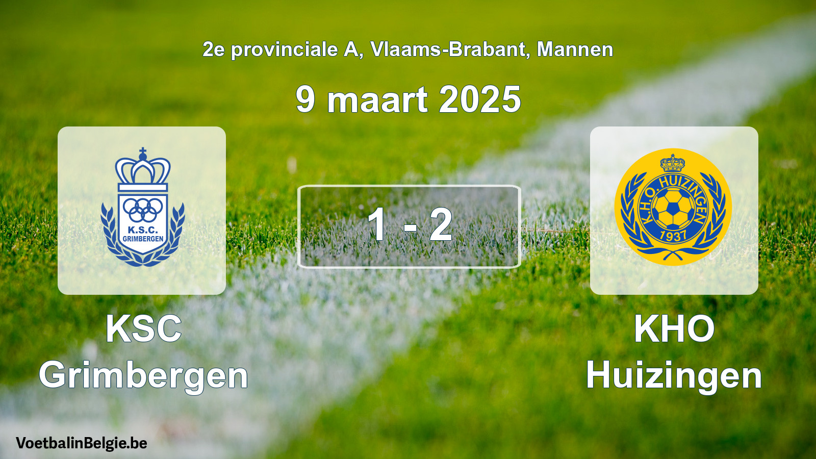Gespeelde wedstrijd mannenvoetbal: KSC Grimbergen - KHO Huizingen 1 - 2 (9 maart 2025)