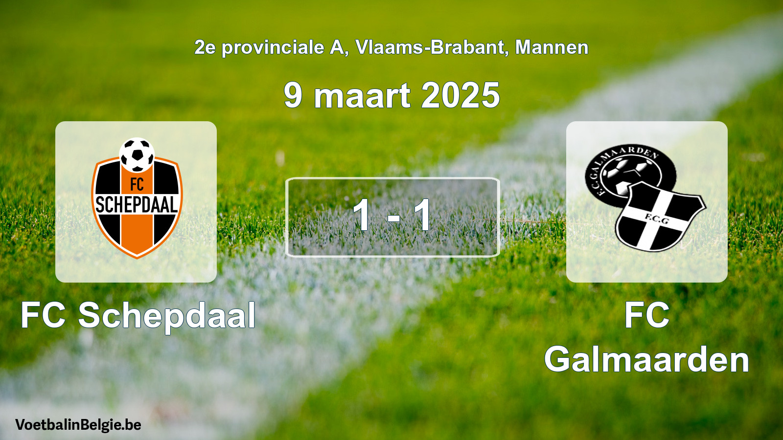 Gespeelde wedstrijd mannenvoetbal: FC Schepdaal - FC Galmaarden 1 - 1 (9 maart 2025)
