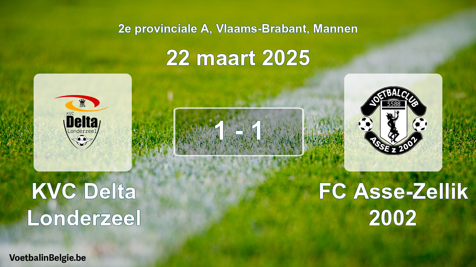 Gespeelde wedstrijd mannenvoetbal: KVC Delta Londerzeel - FC Asse-Zellik 2002 1 - 1 (22 maart 2025)