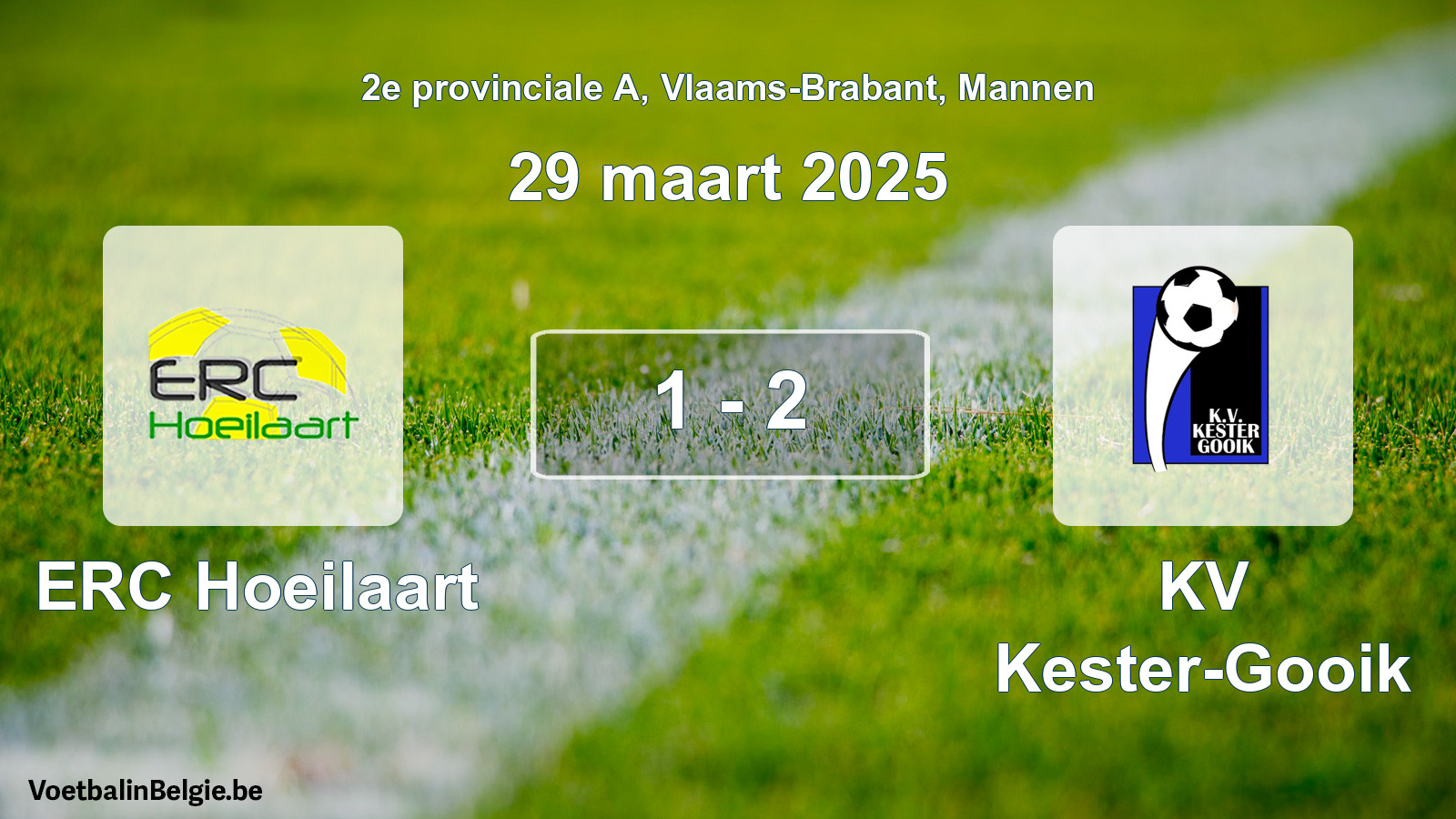Gespeelde wedstrijd mannenvoetbal: ERC Hoeilaart - KV Kester-Gooik 1 - 2 (29 maart 2025)