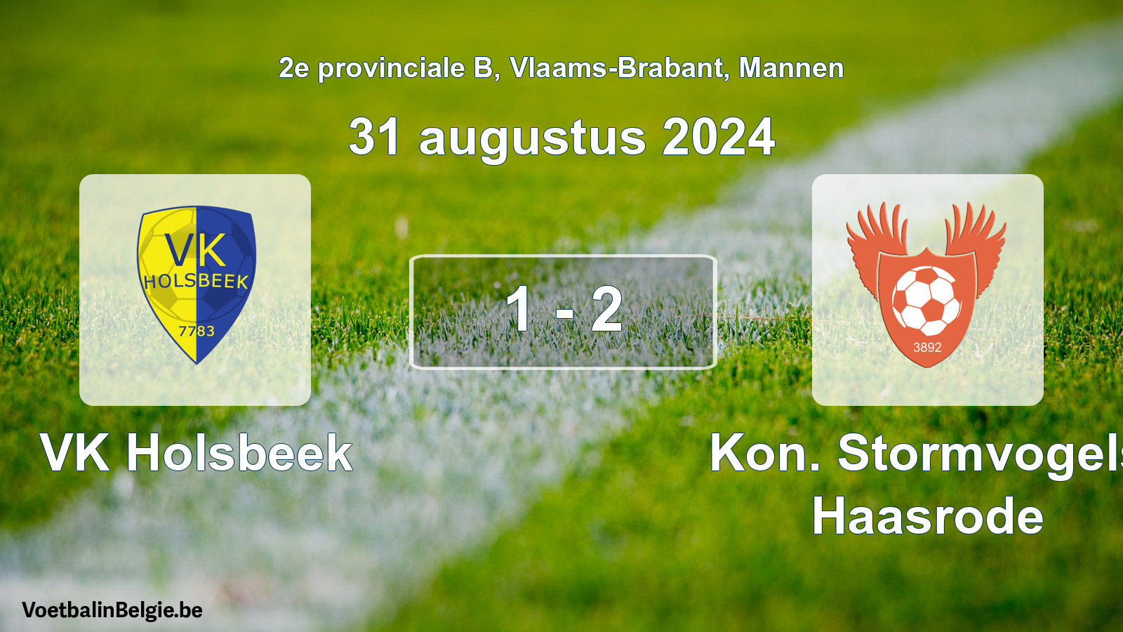 Gespeelde wedstrijd mannenvoetbal: VK Holsbeek - Kon. Stormvogels Haasrode 1 - 2 (31 augustus 2024)