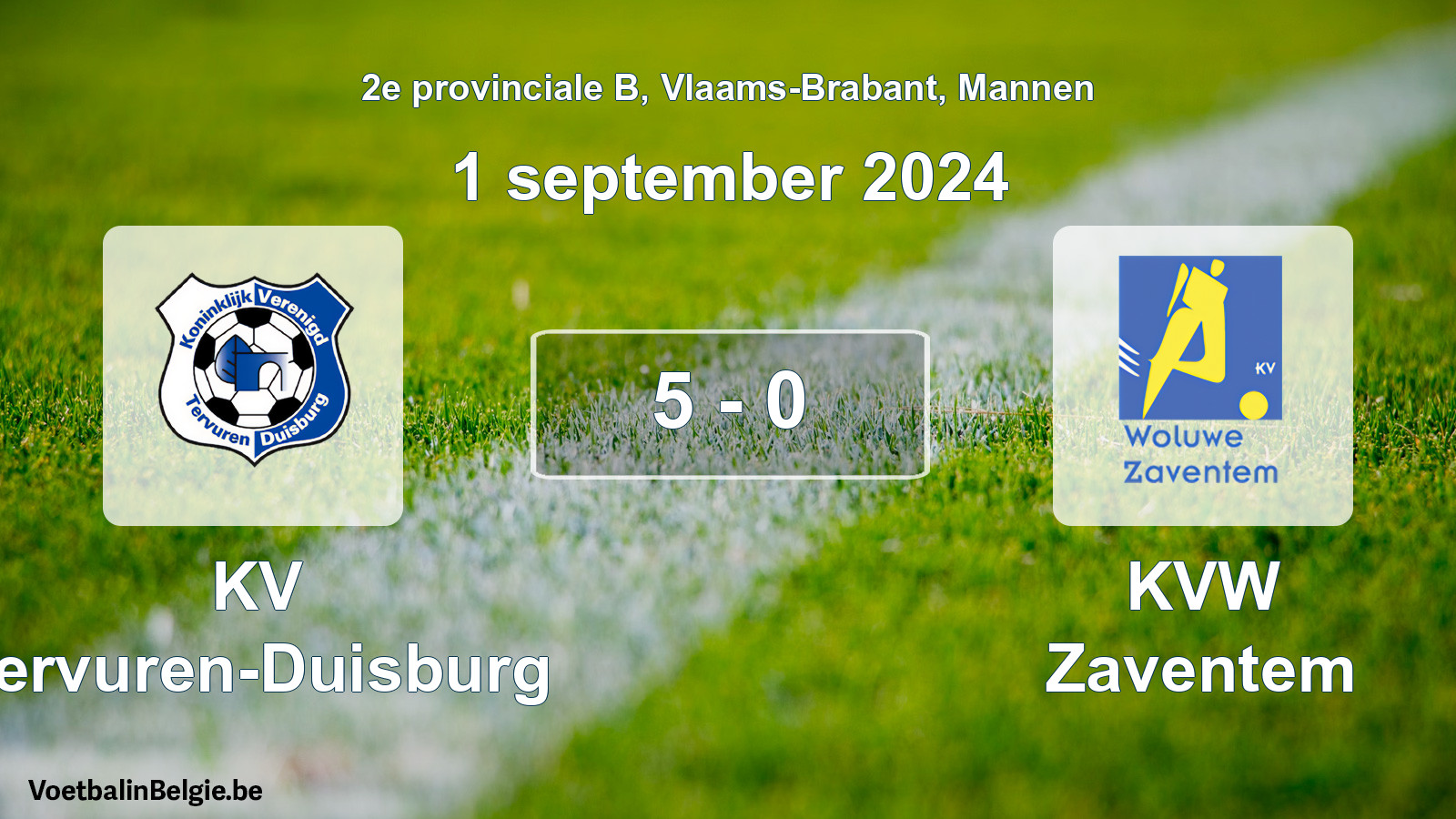 Gespeelde wedstrijd mannenvoetbal: KV Tervuren-Duisburg - KVW Zaventem 5 - 0 (1 september 2024)