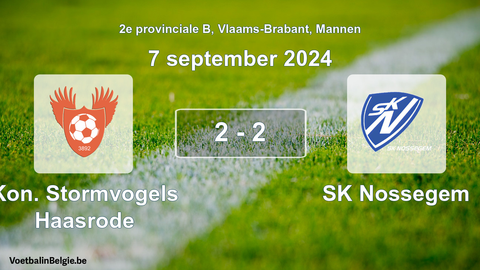 Gespeelde wedstrijd mannenvoetbal: Kon. Stormvogels Haasrode - SK Nossegem 2 - 2 (7 september 2024)