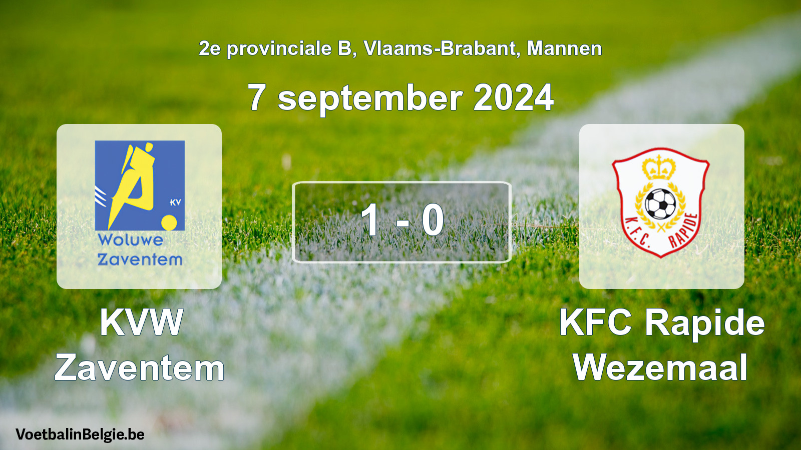 Gespeelde wedstrijd mannenvoetbal: KVW Zaventem - KFC Rapide Wezemaal 1 - 0 (7 september 2024)