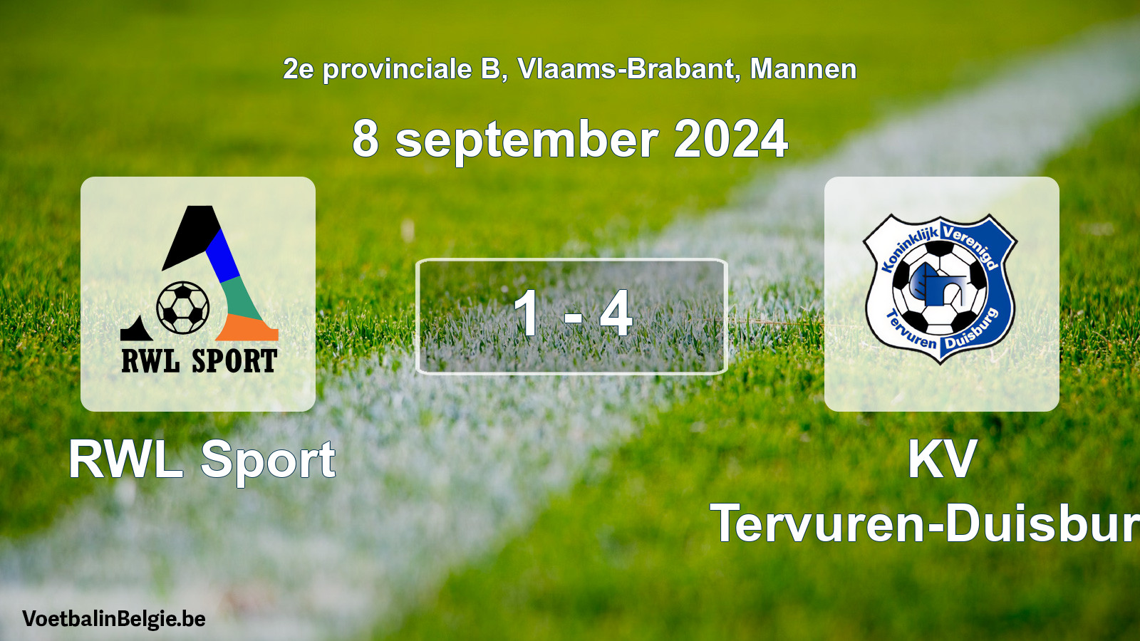 Gespeelde wedstrijd mannenvoetbal: RWL Sport - KV Tervuren-Duisburg 1 - 4 (8 september 2024)
