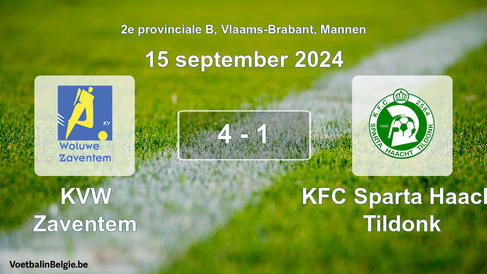 Gespeelde wedstrijd mannenvoetbal: KVW Zaventem - KFC Sparta Haacht Tildonk 4 - 1 (15 september 2024)