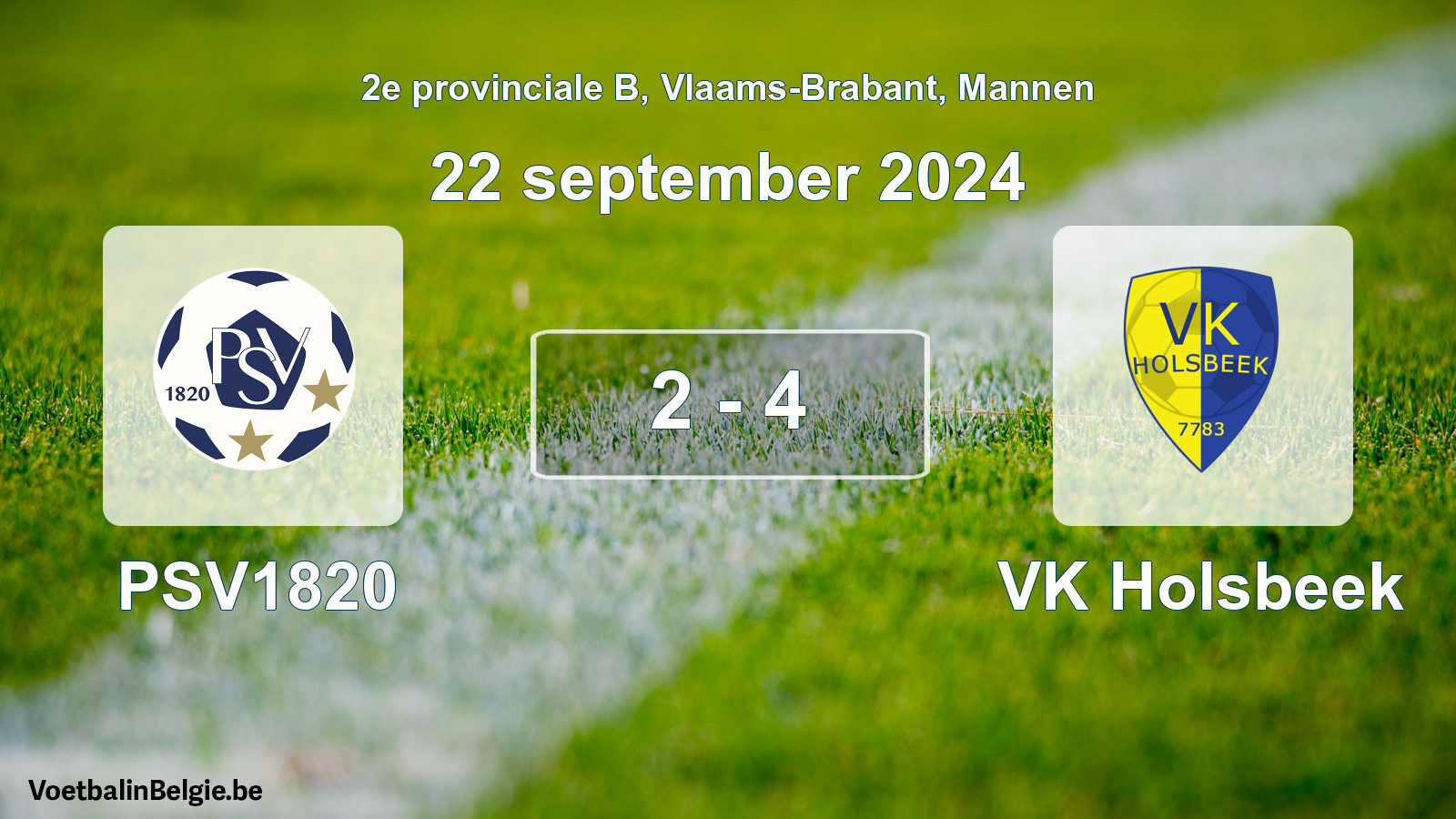 Gespeelde wedstrijd mannenvoetbal: PSV1820 - VK Holsbeek 2 - 4 (22 september 2024)