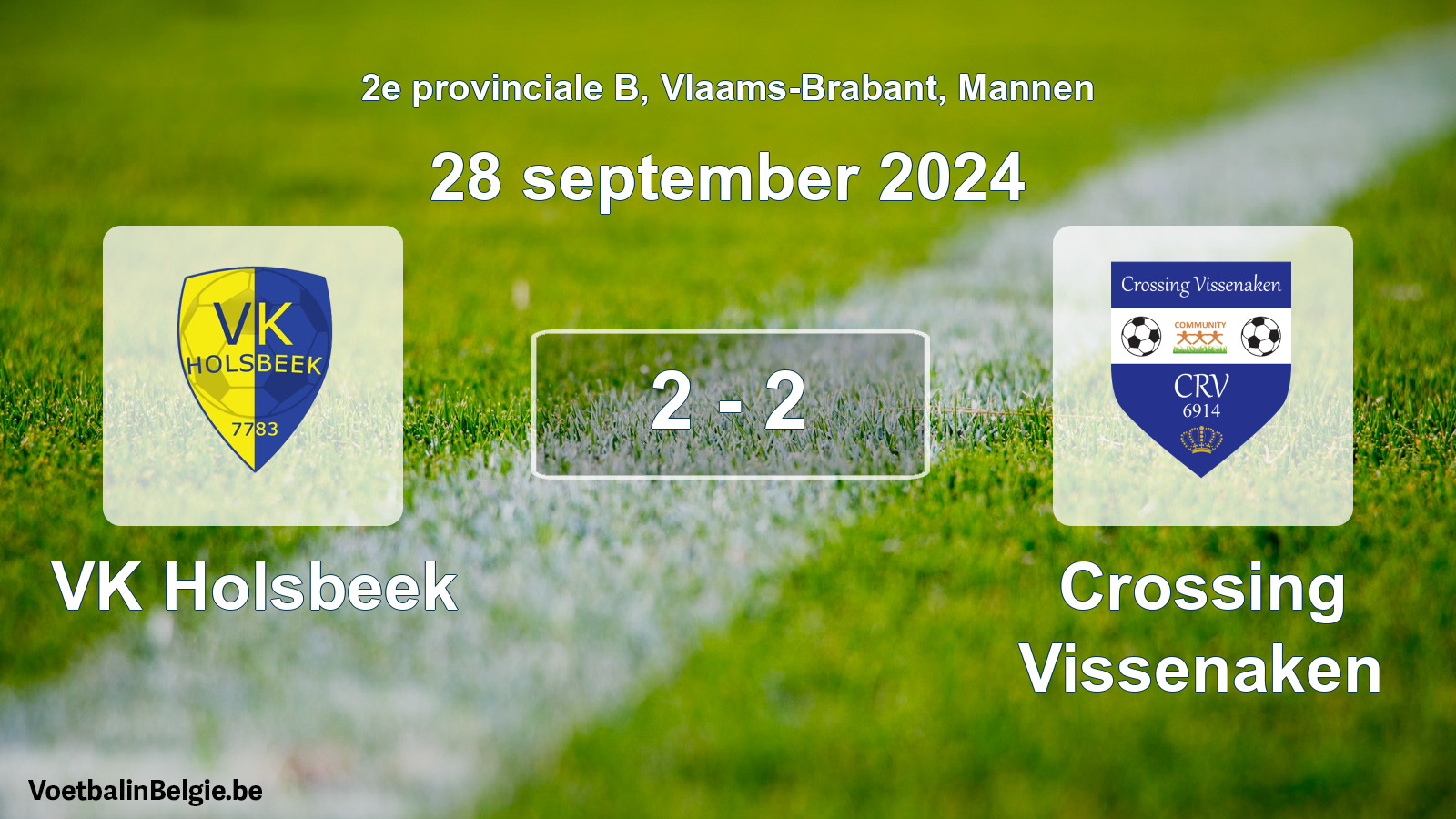 Gespeelde wedstrijd mannenvoetbal: VK Holsbeek - Crossing Vissenaken 2 - 2 (28 september 2024)