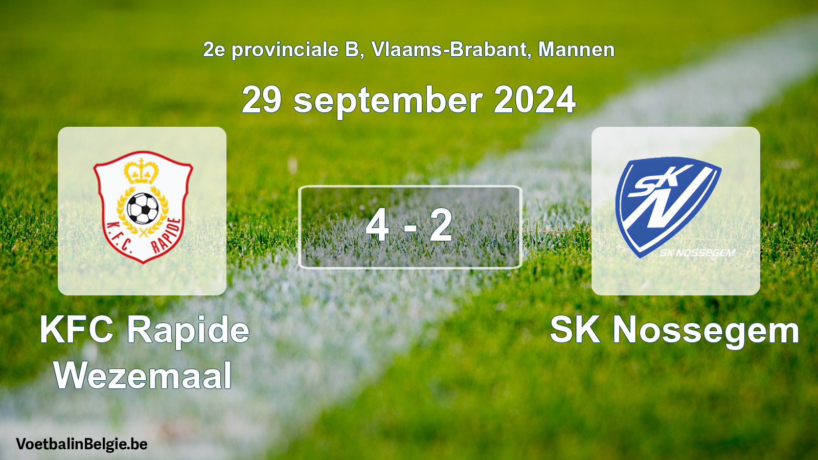 Gespeelde wedstrijd mannenvoetbal: KFC Rapide Wezemaal - SK Nossegem 4 - 2 (29 september 2024)