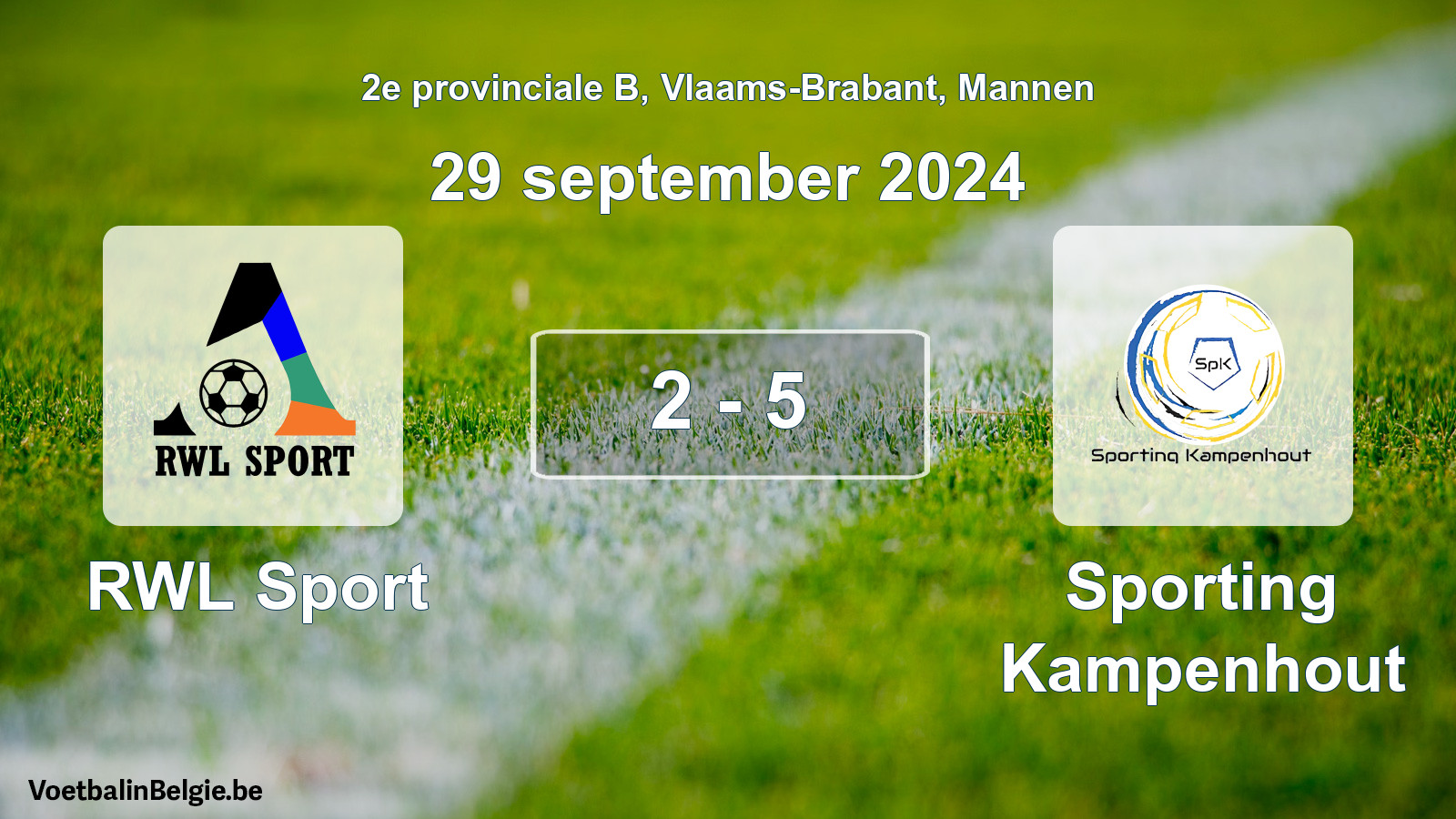Gespeelde wedstrijd mannenvoetbal: RWL Sport - Sporting Kampenhout 2 - 5 (29 september 2024)