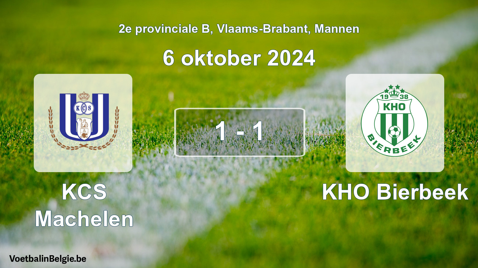 Gespeelde wedstrijd mannenvoetbal: KCS Machelen - KHO Bierbeek 1 - 1 (6 oktober 2024)