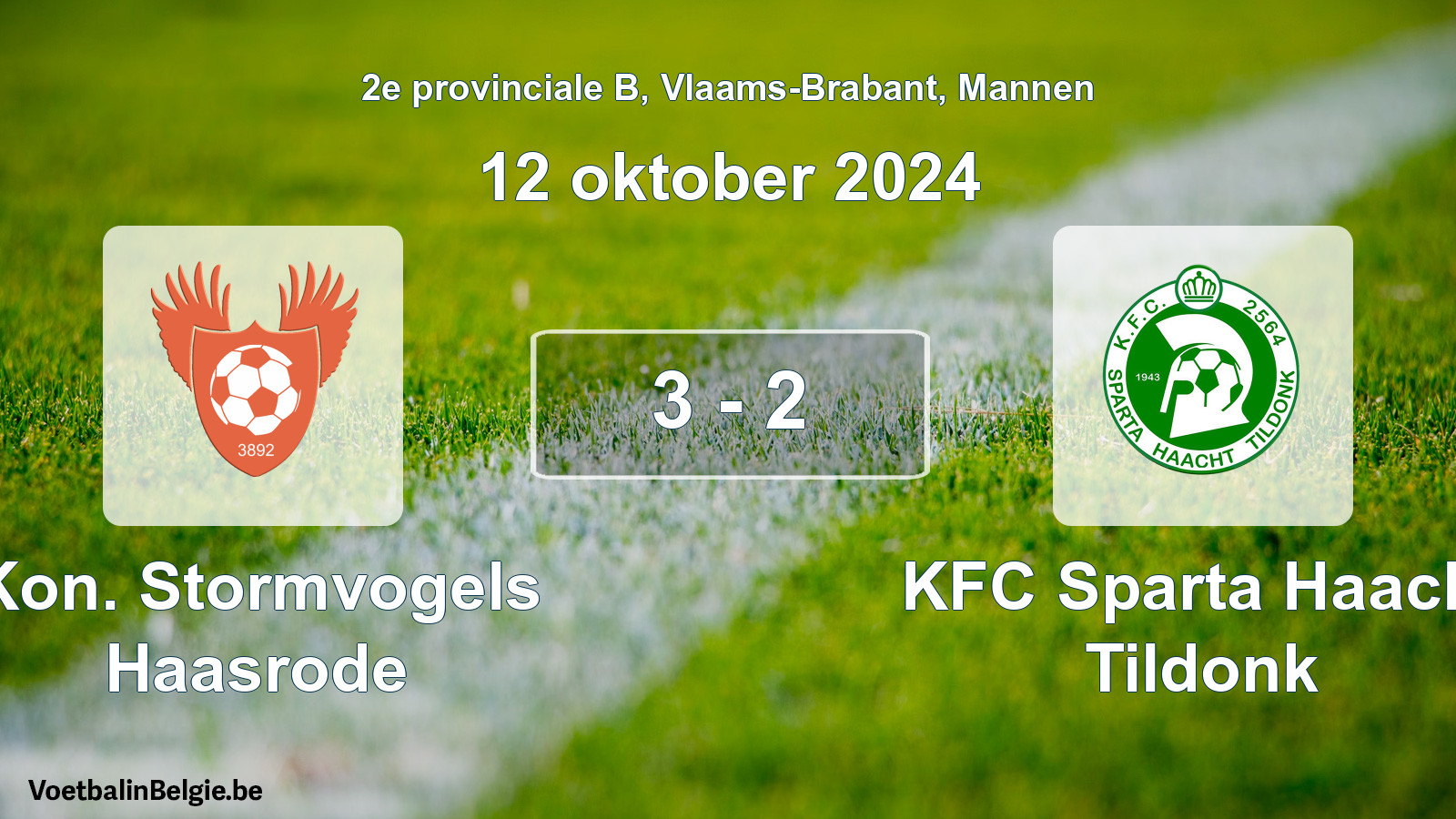 Gespieltes Spiel männer-Fußball: Kon. Stormvogels Haasrode - KFC Sparta Haacht Tildonk 3 - 2 (12 Oktober 2024)