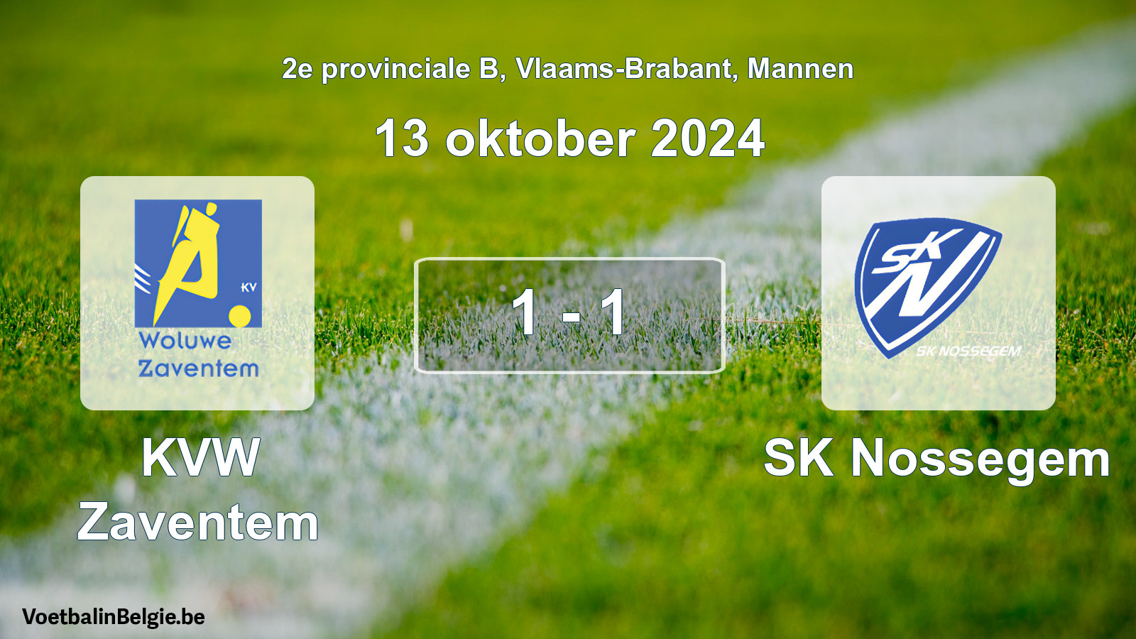 Gespeelde wedstrijd mannenvoetbal: KVW Zaventem - SK Nossegem 1 - 1 (13 oktober 2024)