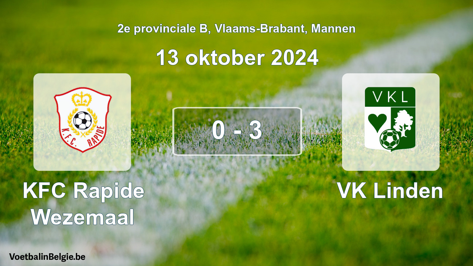 Gespeelde wedstrijd mannenvoetbal: KFC Rapide Wezemaal - VK Linden 0 - 3 (13 oktober 2024)