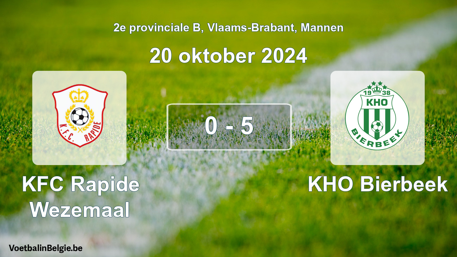Gespeelde wedstrijd mannenvoetbal: KFC Rapide Wezemaal - KHO Bierbeek 0 - 5 (20 oktober 2024)