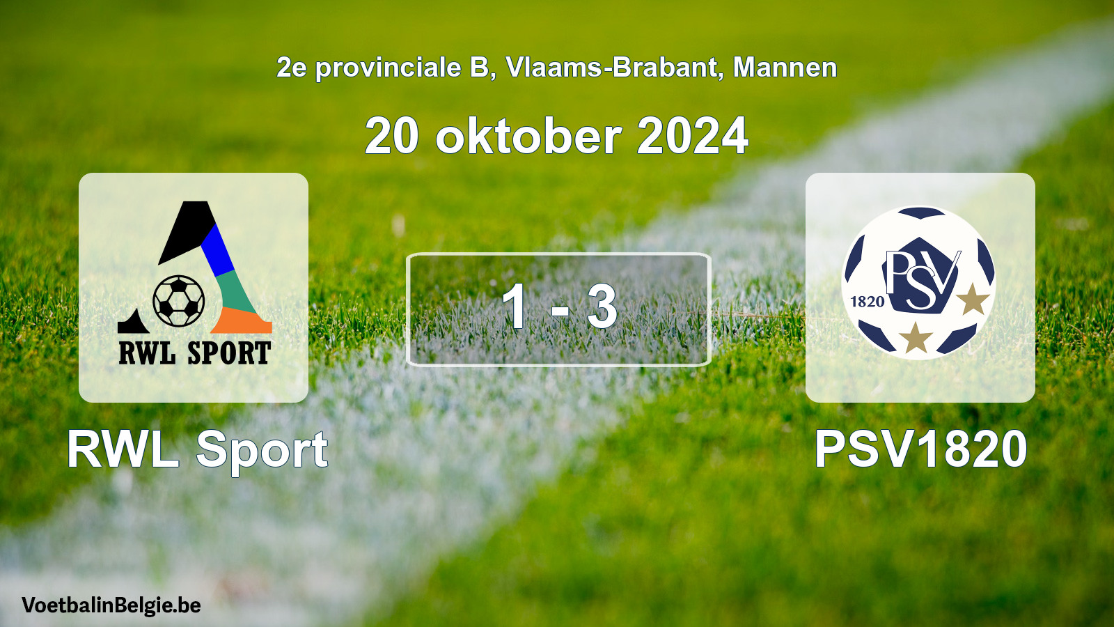 Gespeelde wedstrijd mannenvoetbal: RWL Sport - PSV1820 1 - 3 (20 oktober 2024)