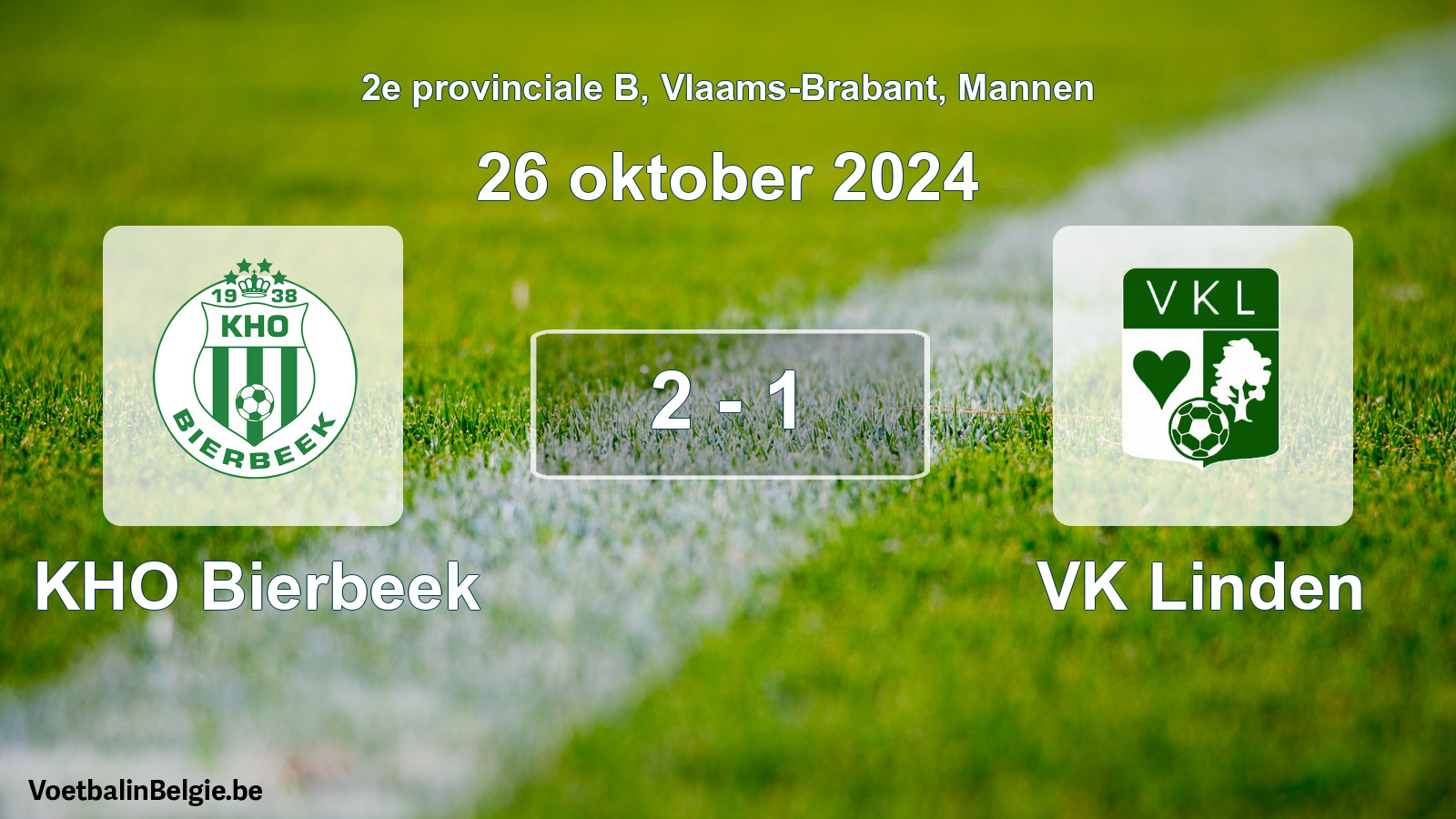 Gespeelde wedstrijd mannenvoetbal: KHO Bierbeek - VK Linden 2 - 1 (26 oktober 2024)