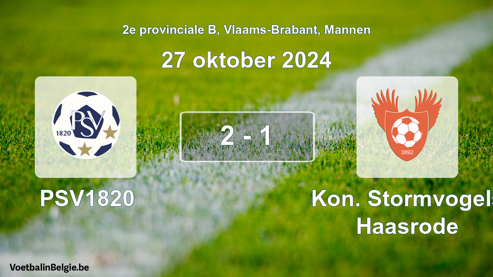 Gespeelde wedstrijd mannenvoetbal: PSV1820 - Kon. Stormvogels Haasrode 2 - 1 (27 oktober 2024)