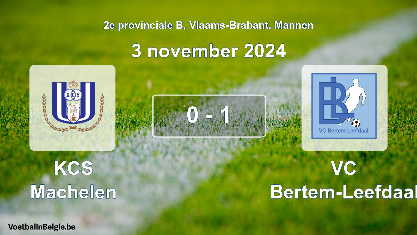 Gespeelde wedstrijd mannenvoetbal: KCS Machelen - VC Bertem-Leefdaal 0 - 1 (3 november 2024)
