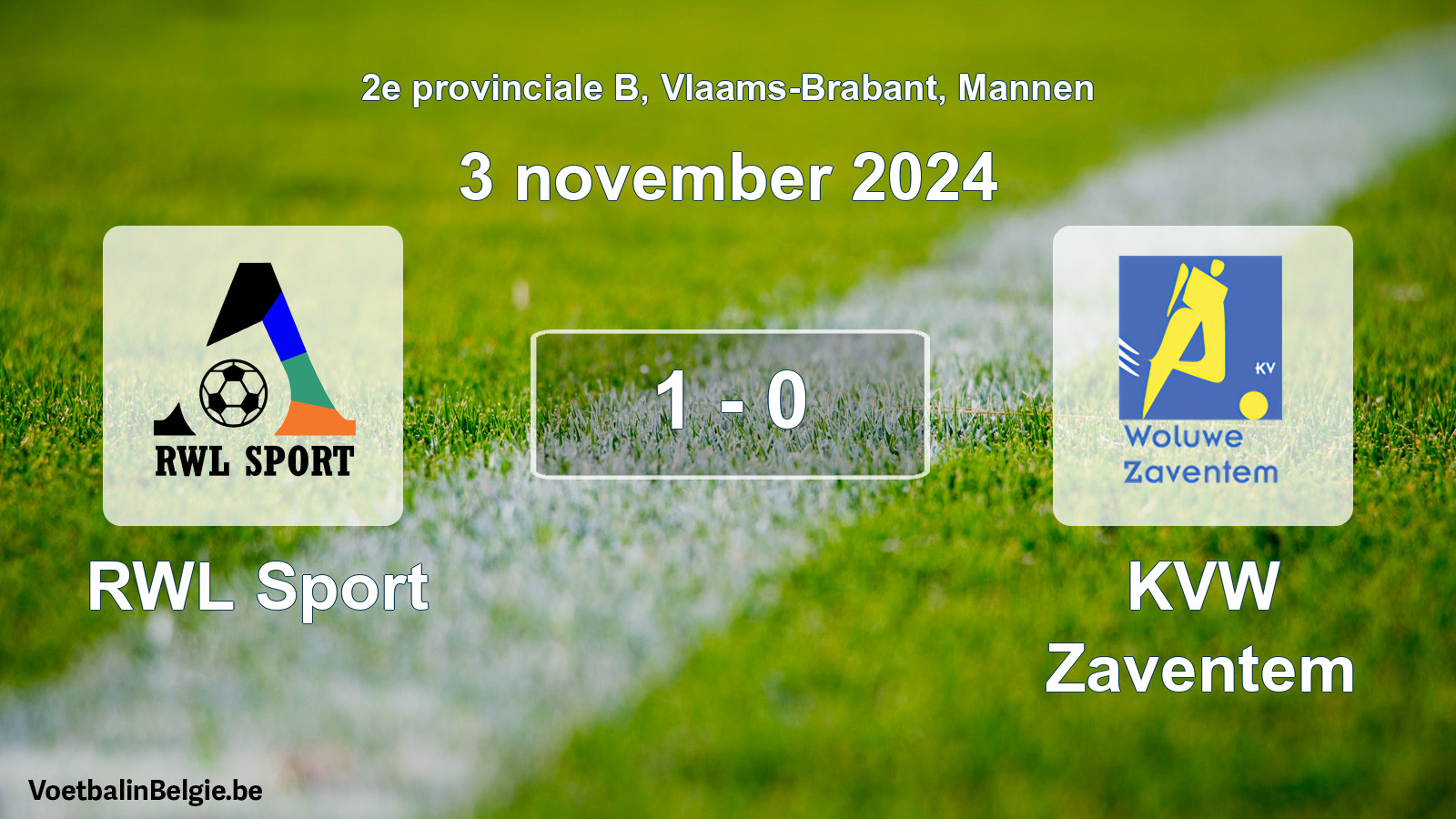 Gespeelde wedstrijd mannenvoetbal: RWL Sport - KVW Zaventem 1 - 0 (3 november 2024)