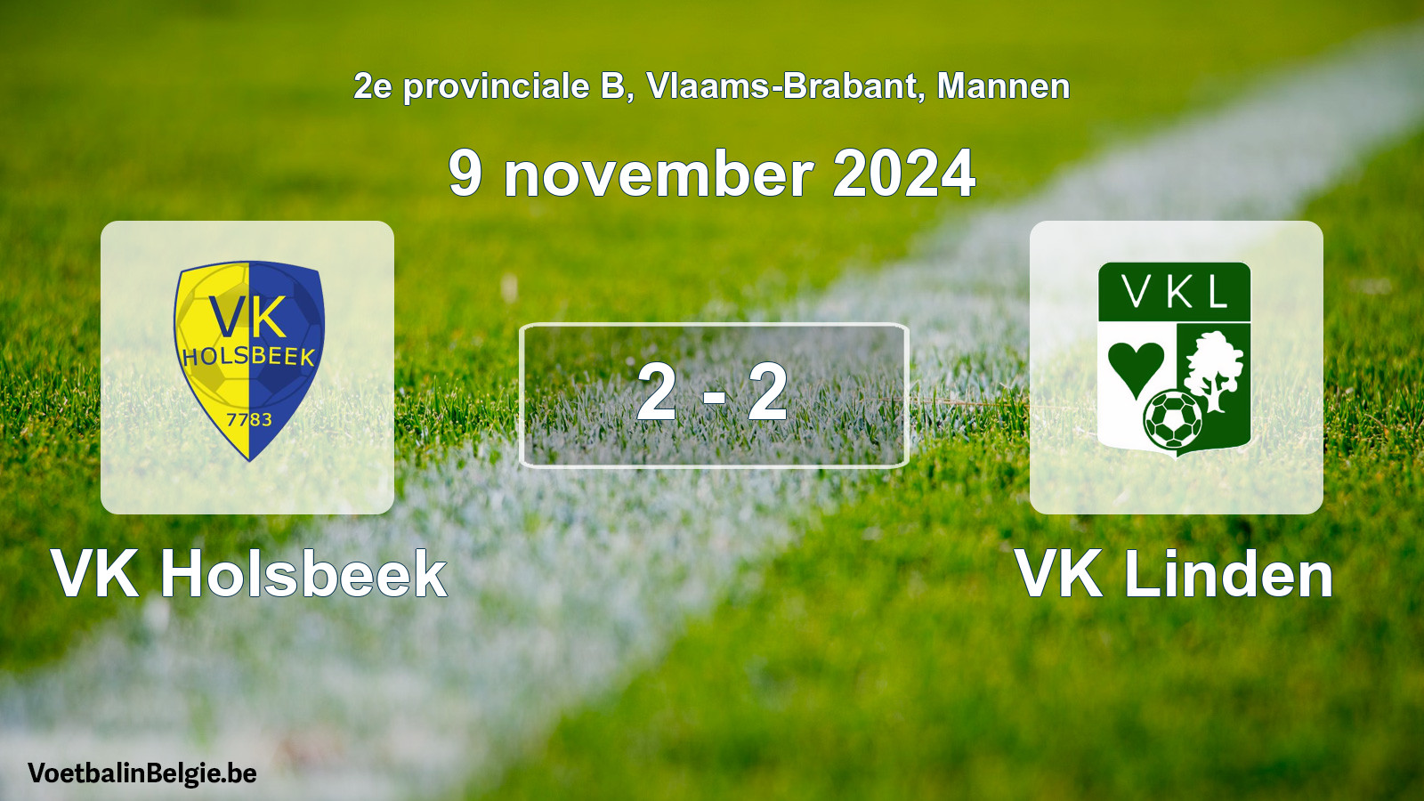 Gespeelde wedstrijd mannenvoetbal: VK Holsbeek - VK Linden 2 - 2 (9 november 2024)