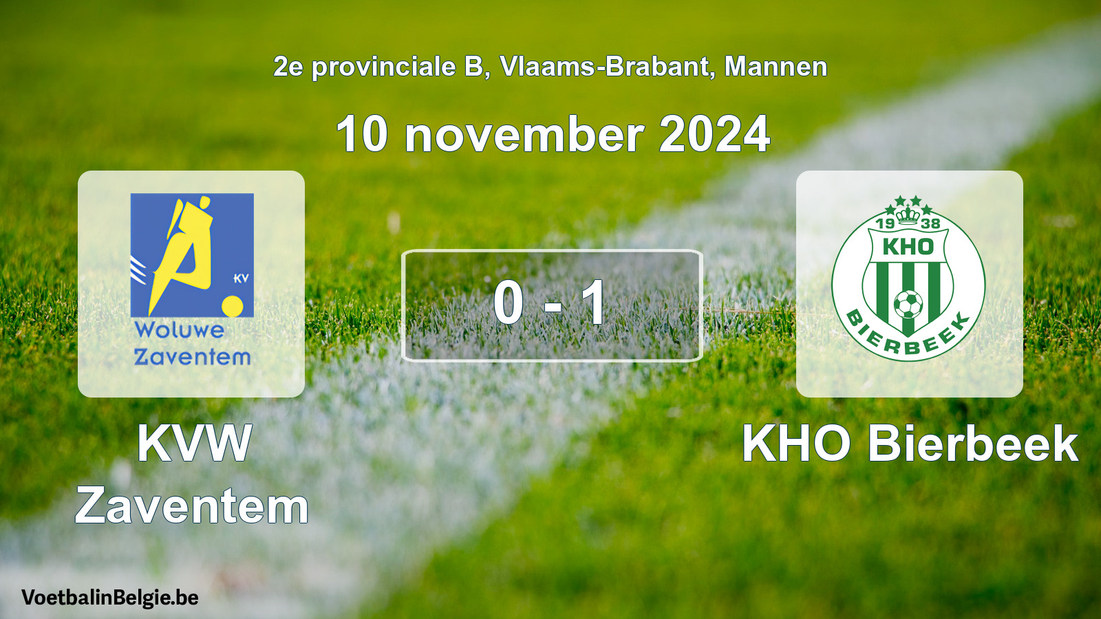 Gespeelde wedstrijd mannenvoetbal: KVW Zaventem - KHO Bierbeek 0 - 1 (10 november 2024)