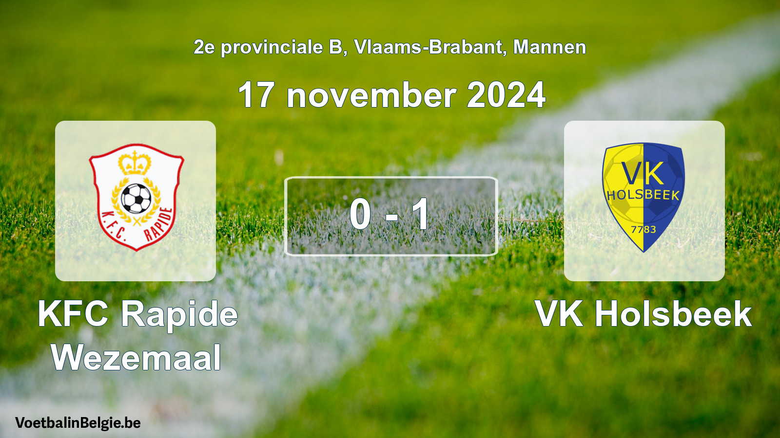 Gespeelde wedstrijd mannenvoetbal: KFC Rapide Wezemaal - VK Holsbeek 0 - 1 (17 november 2024)