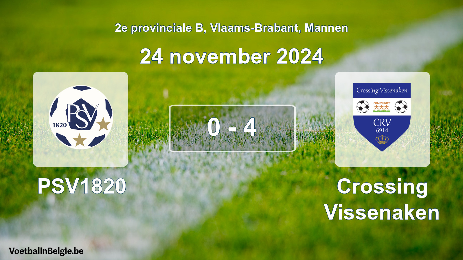 Gespeelde wedstrijd mannenvoetbal: PSV1820 - Crossing Vissenaken 0 - 4 (24 november 2024)