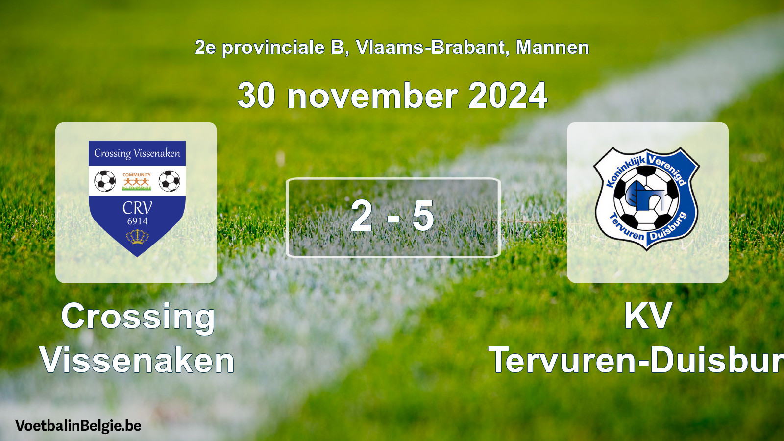 Gespeelde wedstrijd mannenvoetbal: Crossing Vissenaken - KV Tervuren-Duisburg 2 - 5 (30 november 2024)