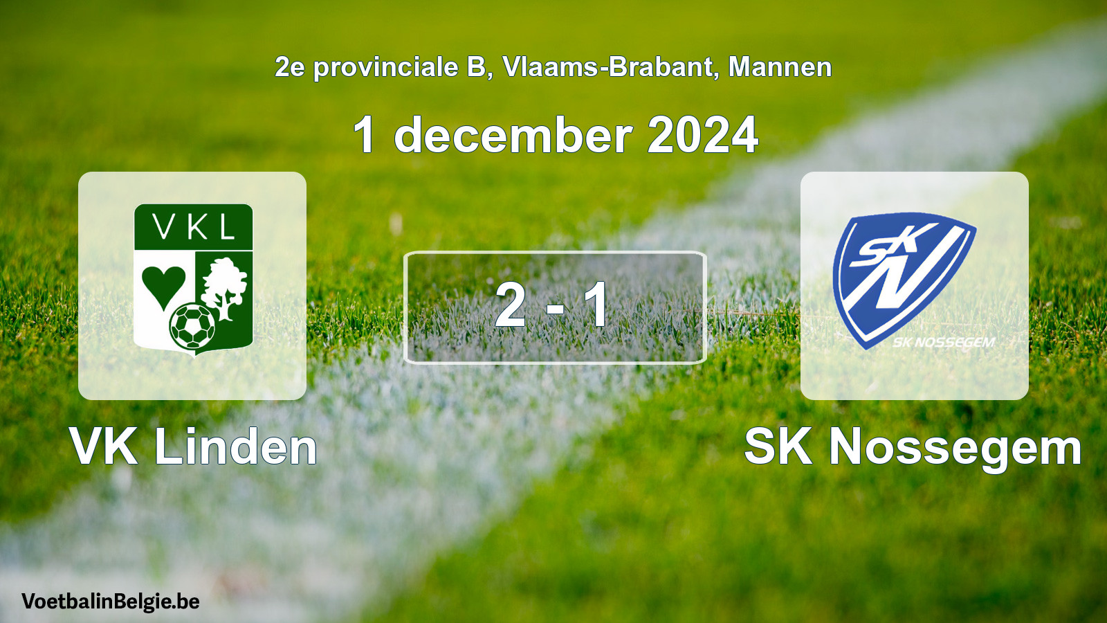 Gespeelde wedstrijd mannenvoetbal: VK Linden - SK Nossegem 2 - 1 (1 december 2024)