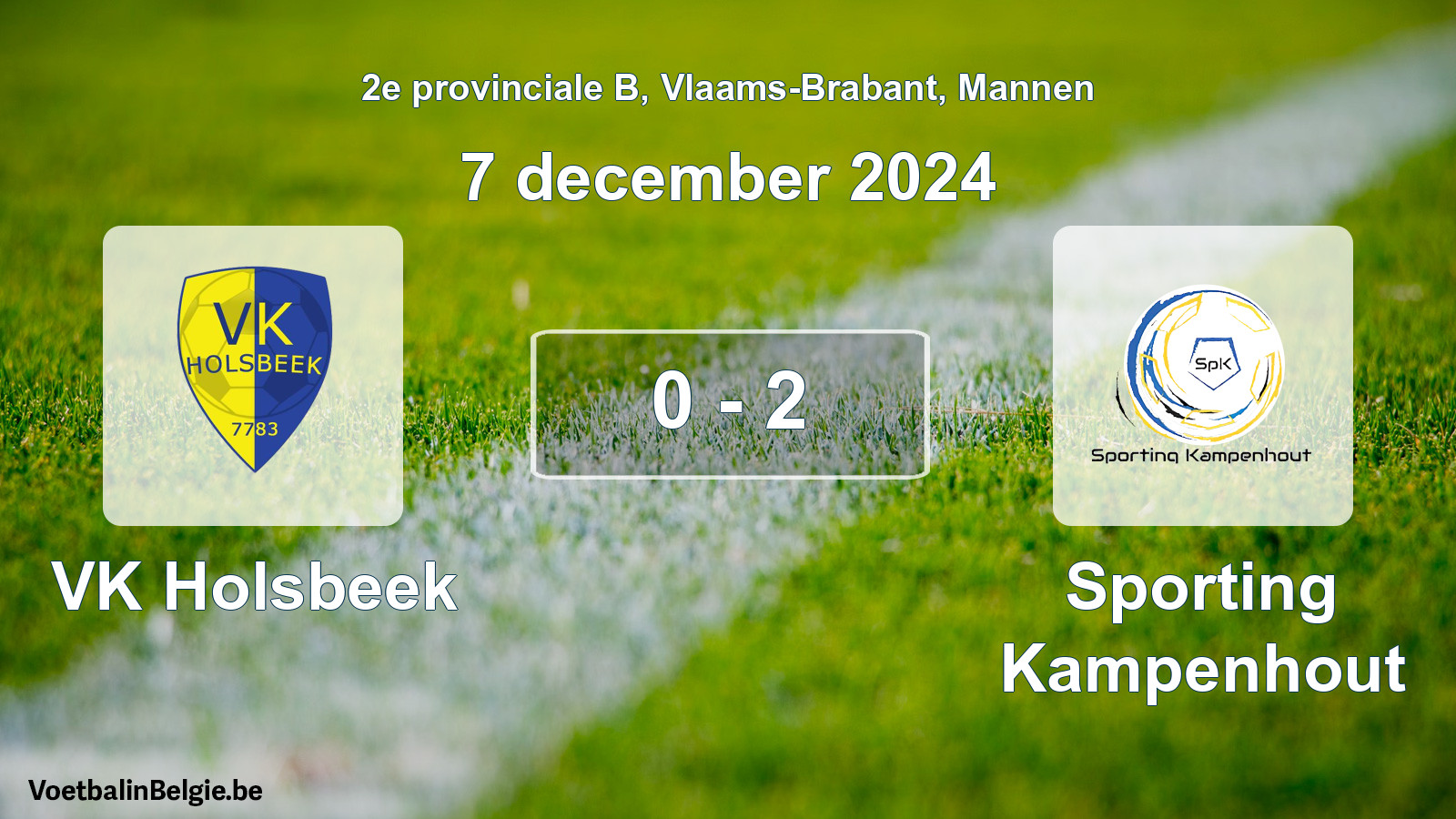 Gespeelde wedstrijd mannenvoetbal: VK Holsbeek - Sporting Kampenhout 0 - 2 (7 december 2024)
