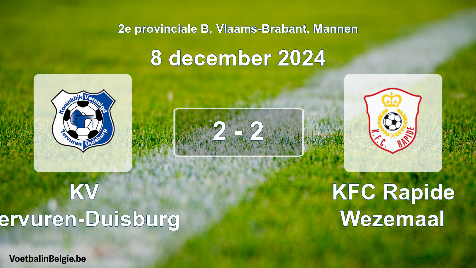 Gespeelde wedstrijd mannenvoetbal: KV Tervuren-Duisburg - KFC Rapide Wezemaal 2 - 2 (8 december 2024)