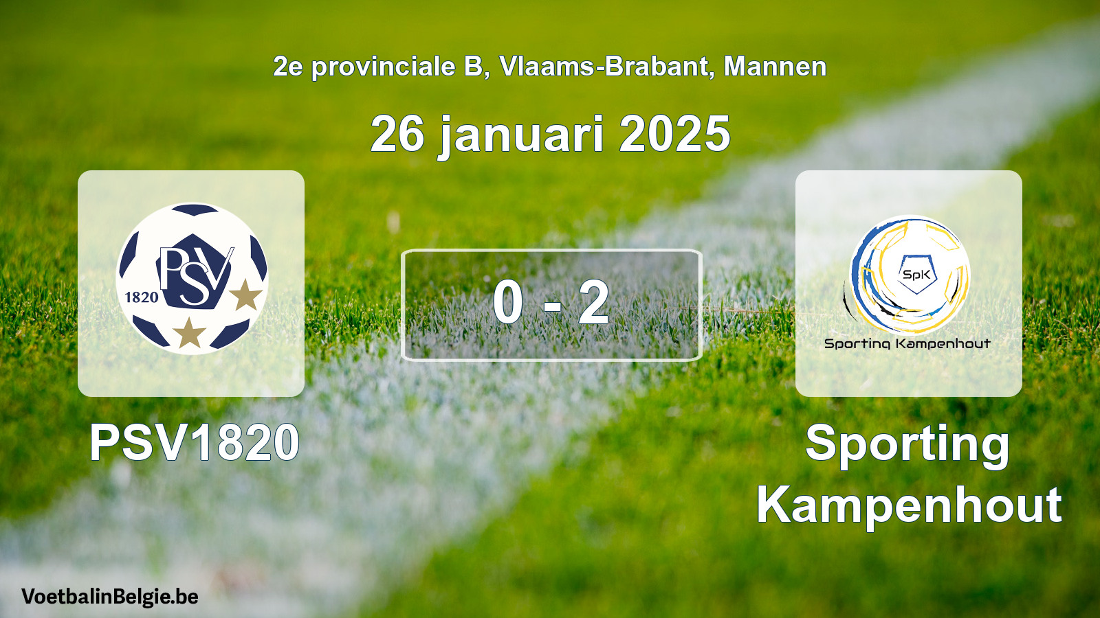 Gespeelde wedstrijd mannenvoetbal: PSV1820 - Sporting Kampenhout 0 - 2 (26 januari 2025)