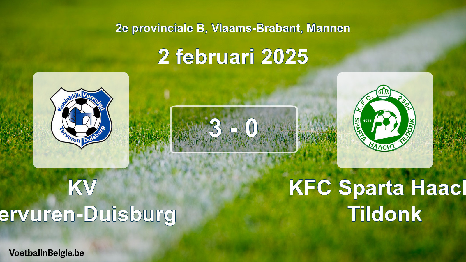 Gespeelde wedstrijd mannenvoetbal: KV Tervuren-Duisburg - KFC Sparta Haacht Tildonk 3 - 0 (2 februari 2025)