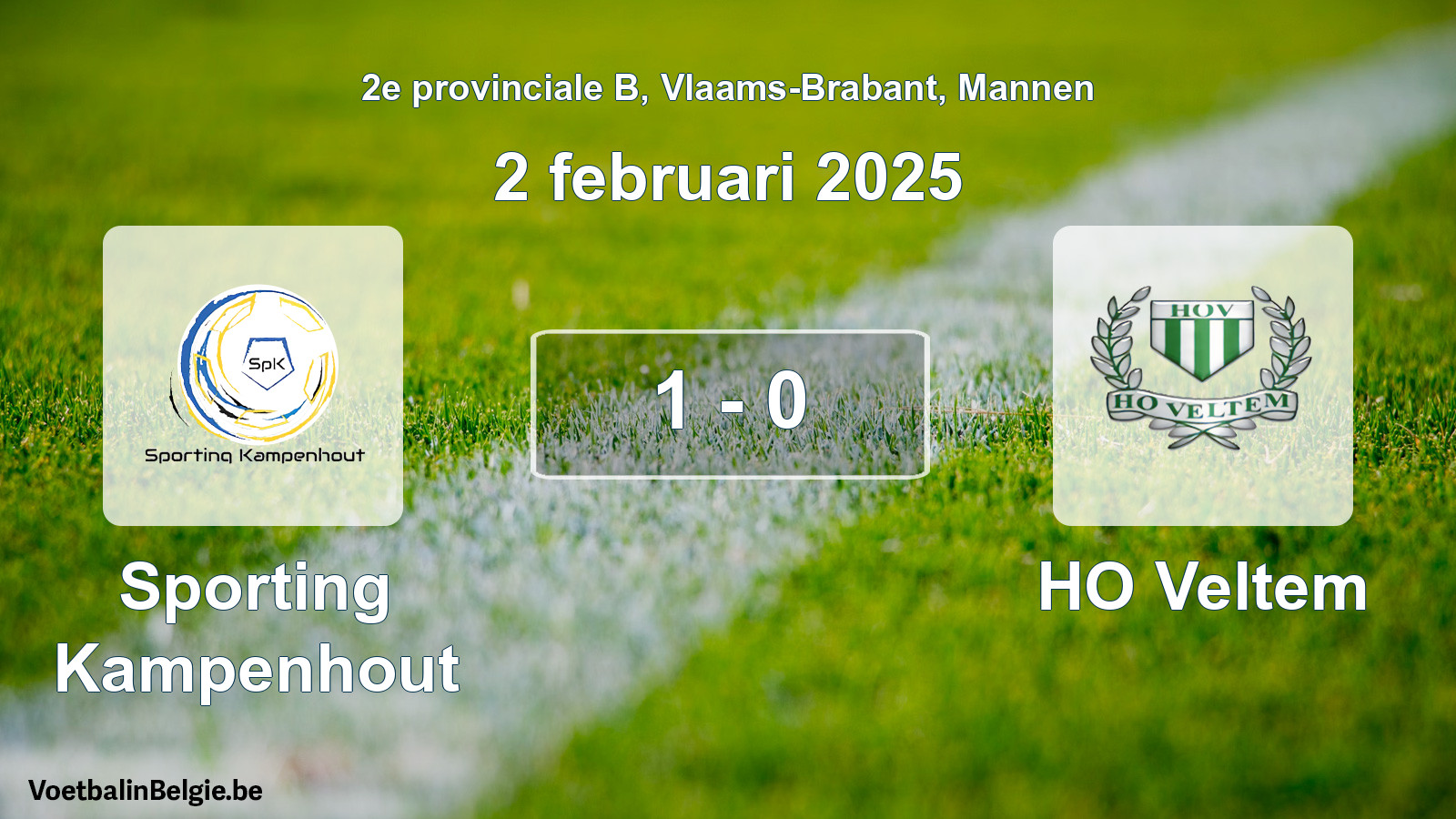 Gespeelde wedstrijd mannenvoetbal: Sporting Kampenhout - HO Veltem 1 - 0 (2 februari 2025)