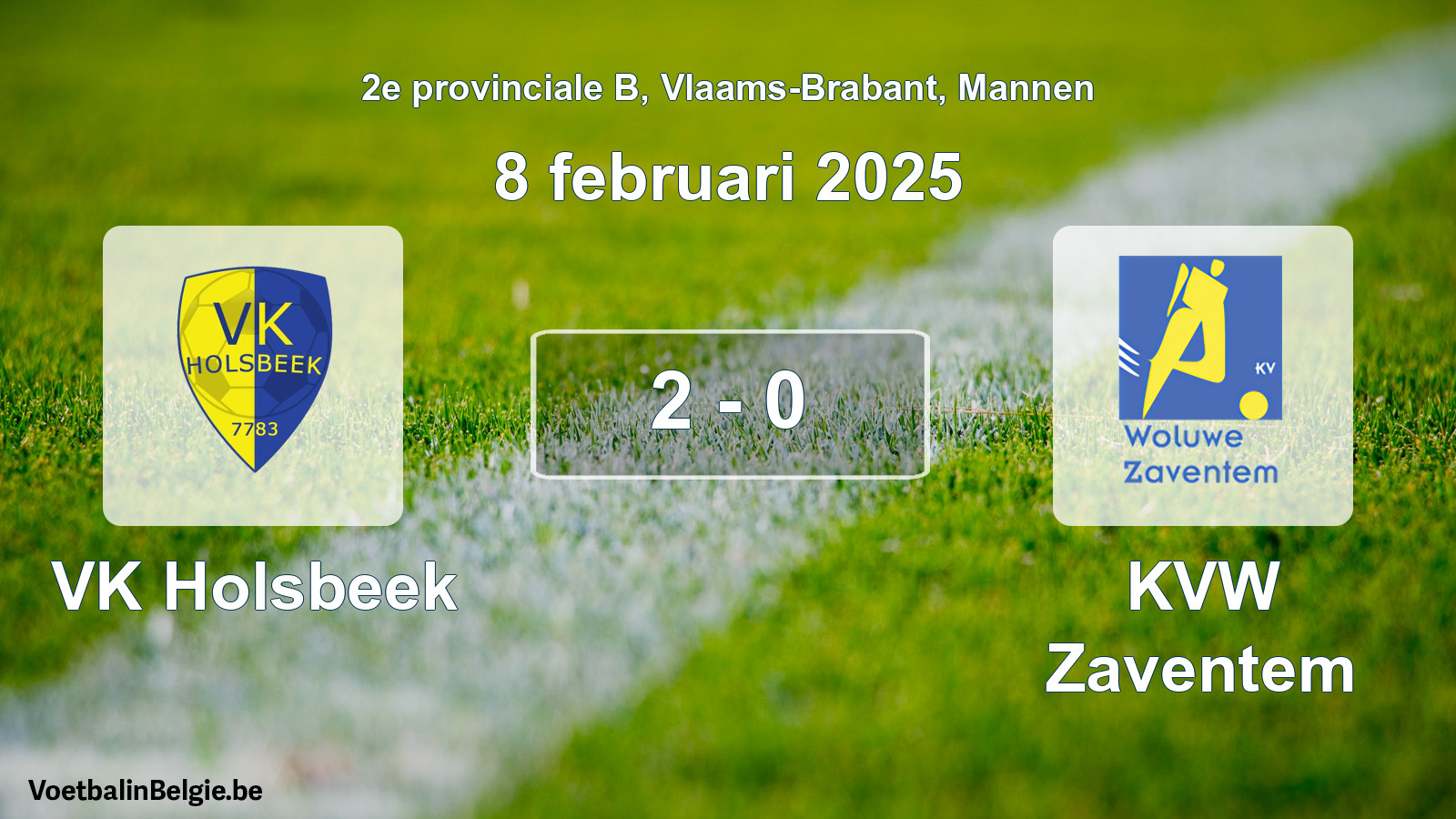 Gespeelde wedstrijd mannenvoetbal: VK Holsbeek - KVW Zaventem 2 - 0 (8 februari 2025)
