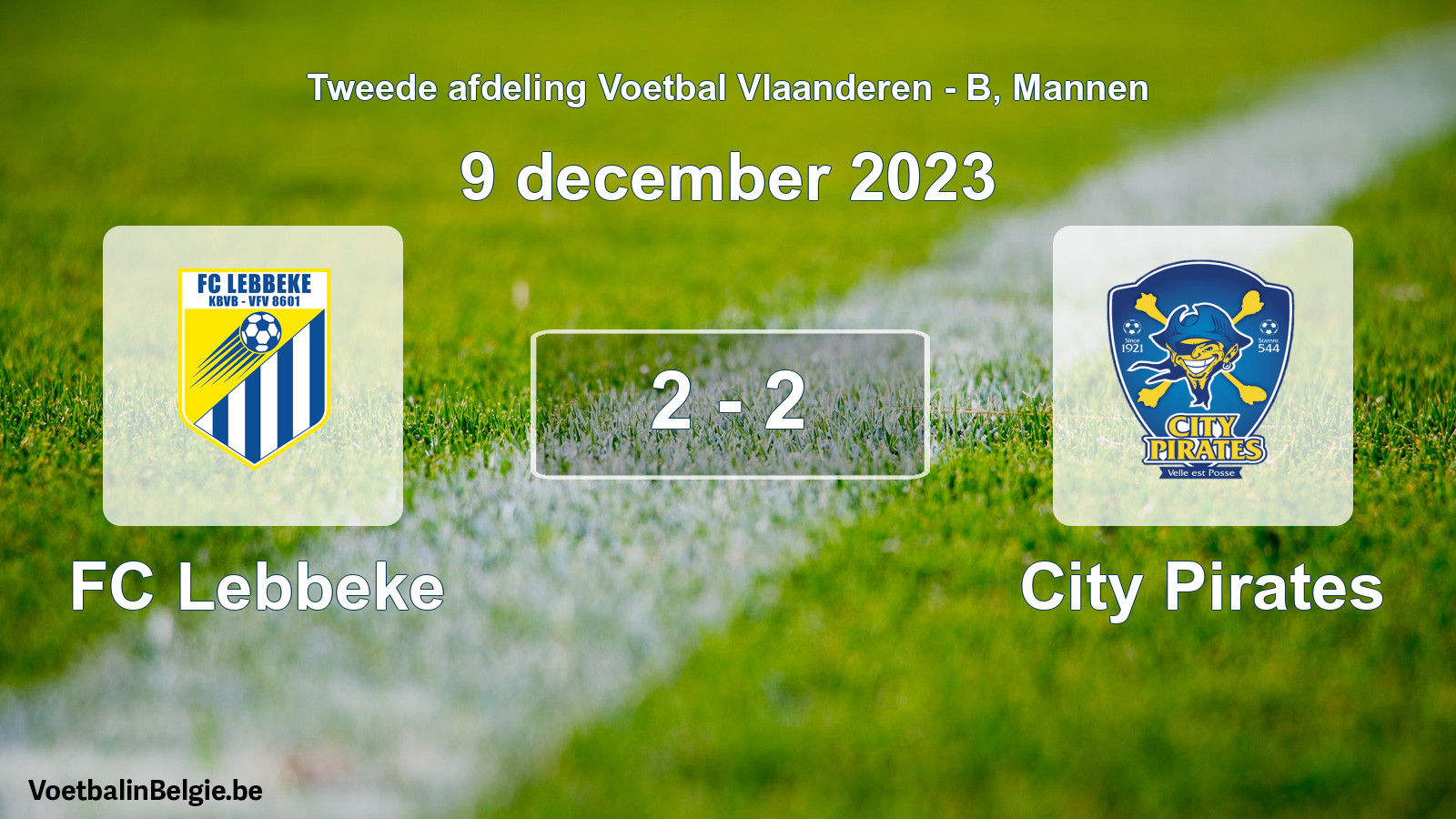 Gespeelde wedstrijd mannenvoetbal: FC Lebbeke - City Pirates 2 - 2 (9 december 2023)