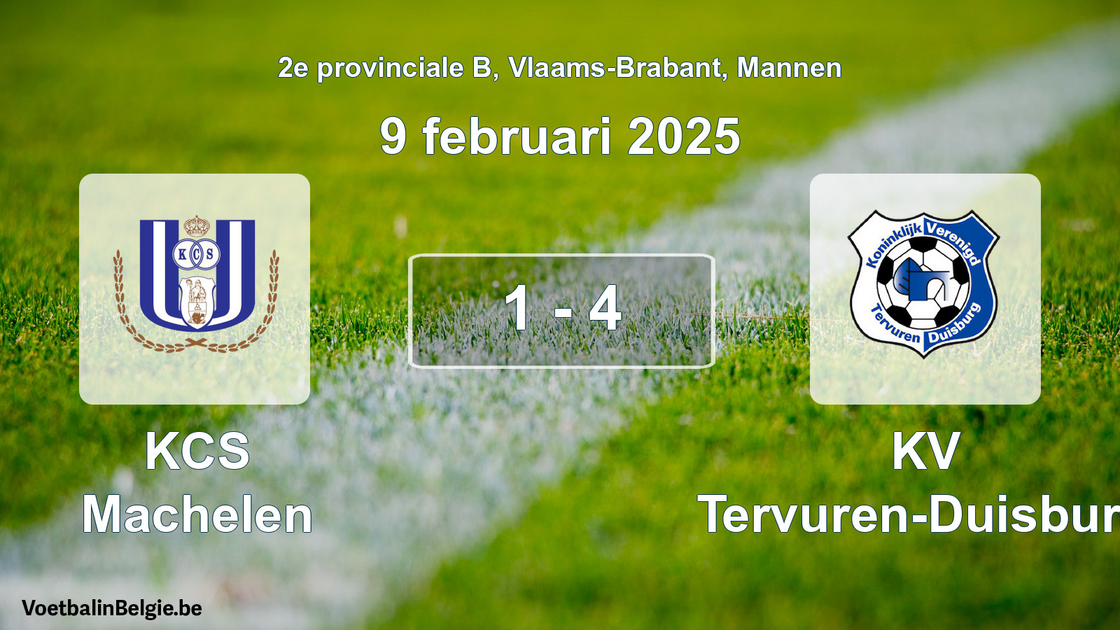 Gespeelde wedstrijd mannenvoetbal: KCS Machelen - KV Tervuren-Duisburg 1 - 4 (9 februari 2025)