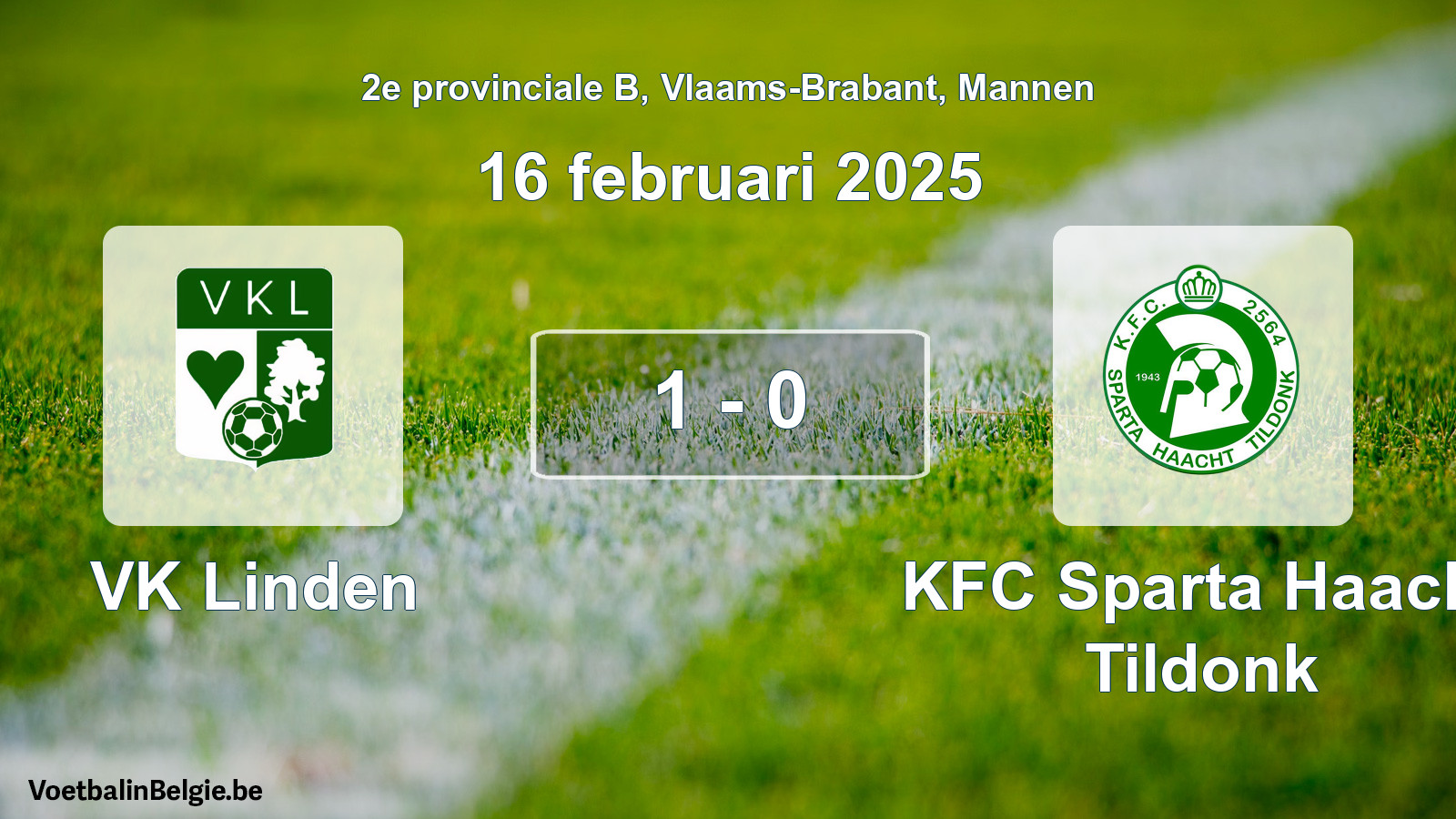 Gespeelde wedstrijd mannenvoetbal: VK Linden - KFC Sparta Haacht Tildonk 1 - 0 (16 februari 2025)