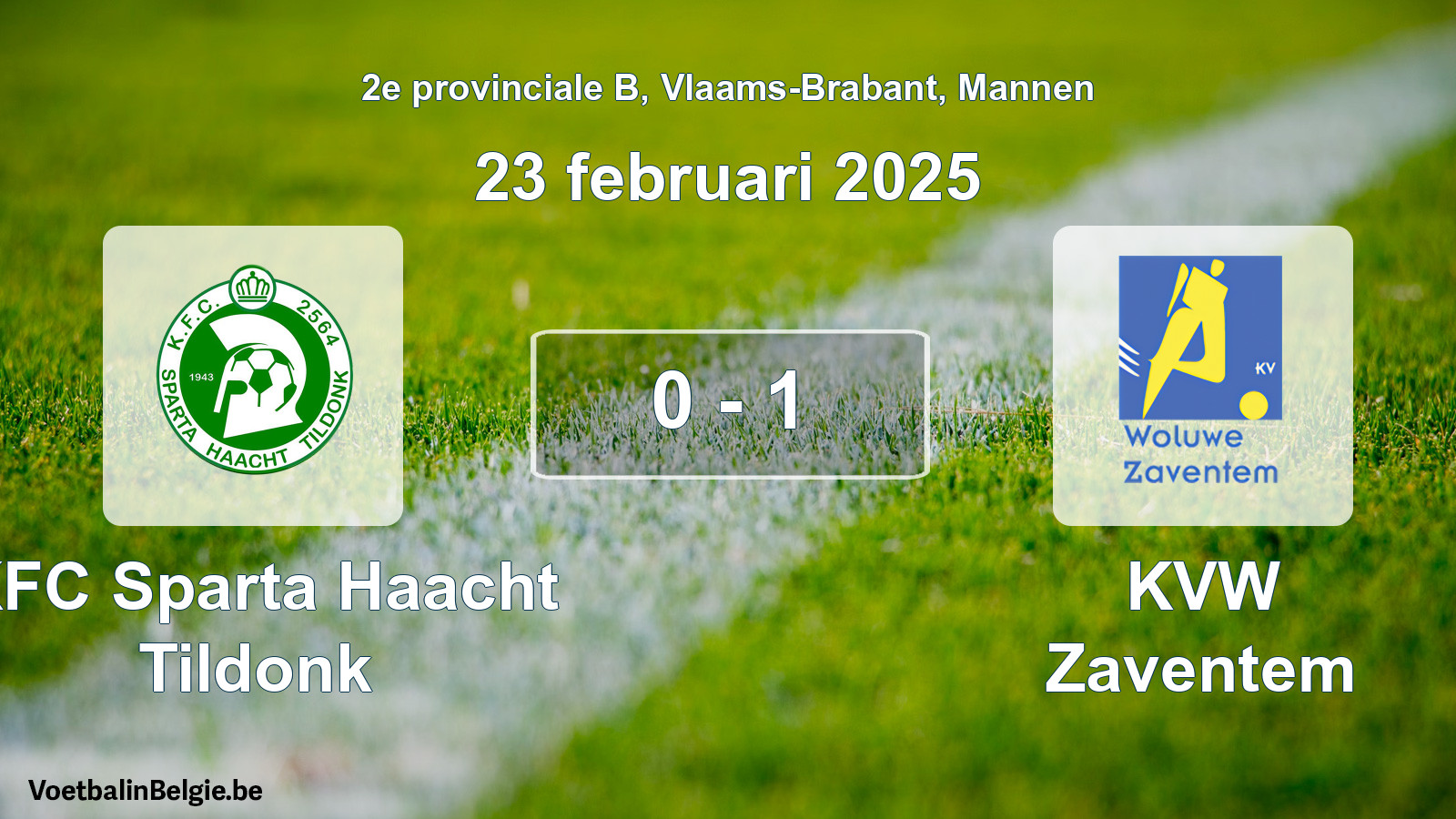 Played match men football: KFC Sparta Haacht Tildonk - KVW Zaventem 0 - 1 (23 February 2025)