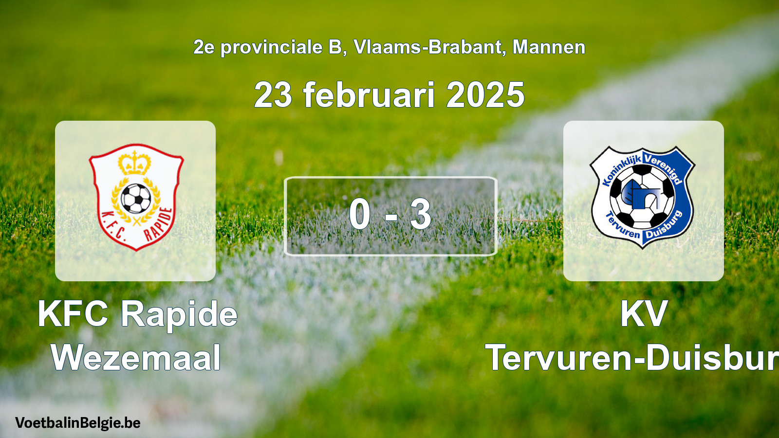 Gespeelde wedstrijd mannenvoetbal: KFC Rapide Wezemaal - KV Tervuren-Duisburg 0 - 3 (23 februari 2025)
