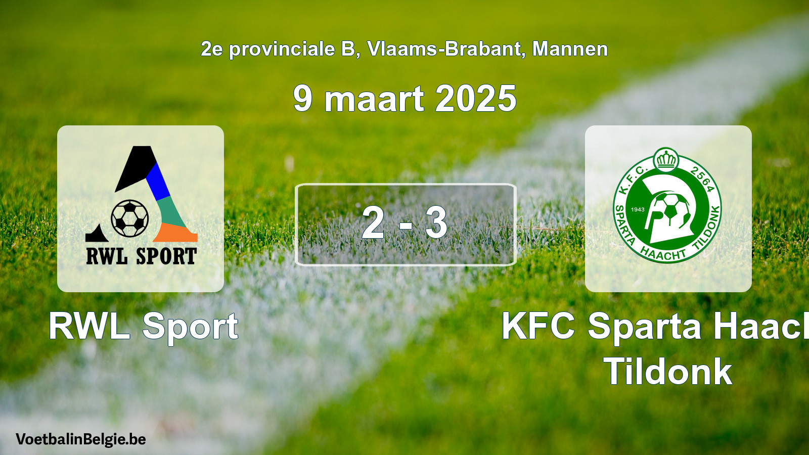 Gespieltes Spiel männer-Fußball: RWL Sport - KFC Sparta Haacht Tildonk 2 - 3 (9 März 2025)