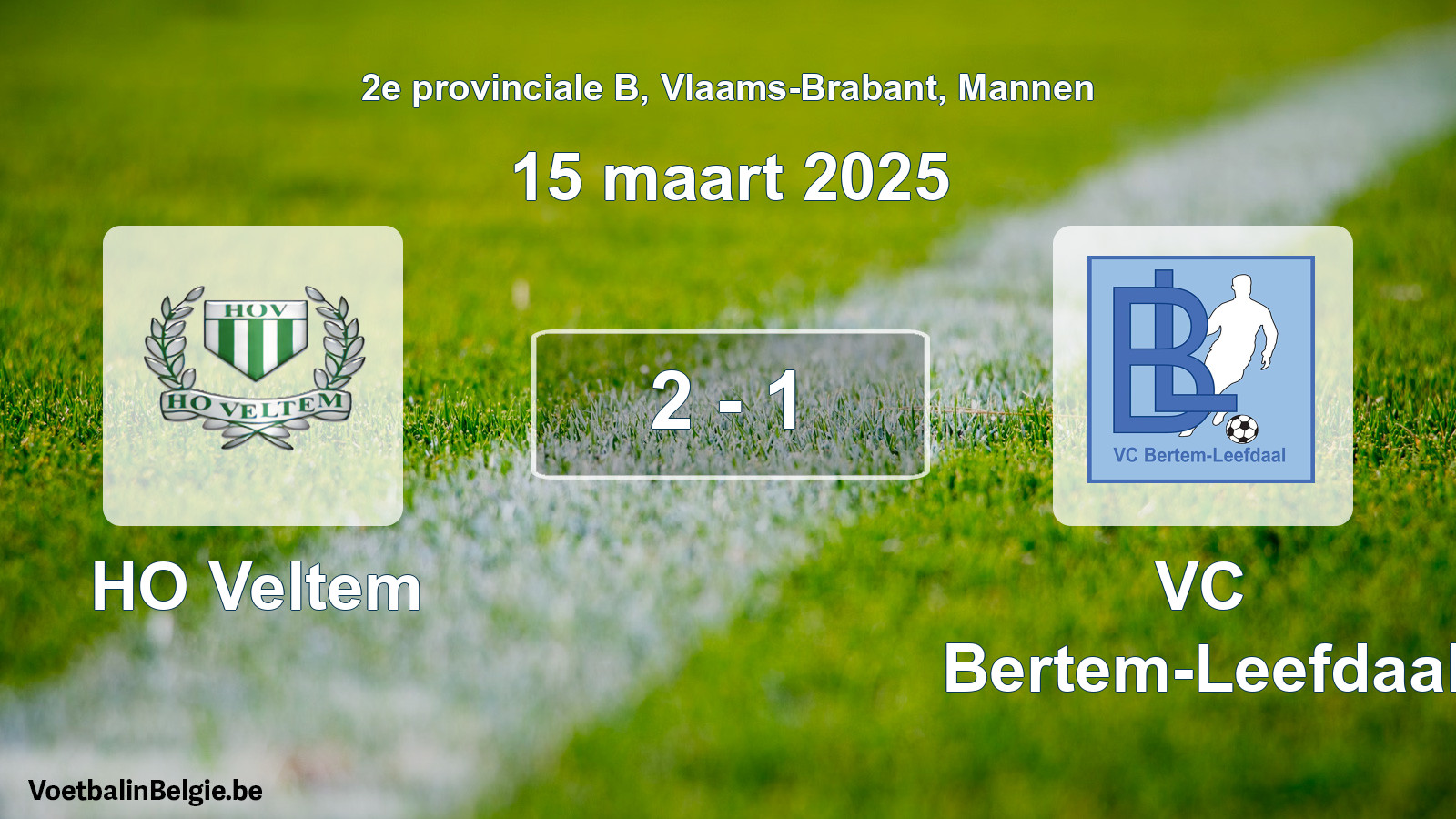Gespeelde wedstrijd mannenvoetbal: HO Veltem - VC Bertem-Leefdaal 2 - 1 (15 maart 2025)