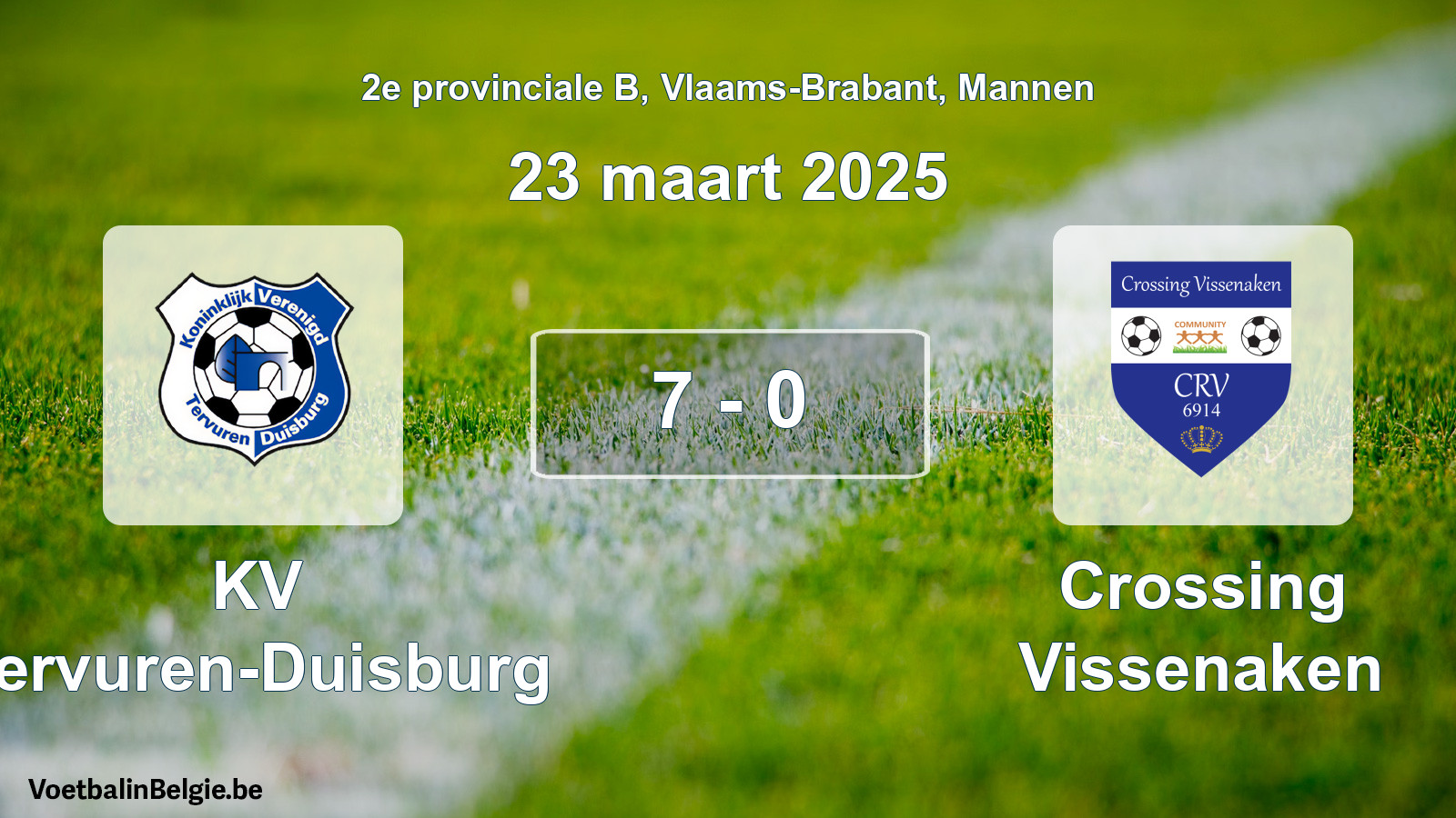 Gespeelde wedstrijd mannenvoetbal: KV Tervuren-Duisburg - Crossing Vissenaken 7 - 0 (23 maart 2025)