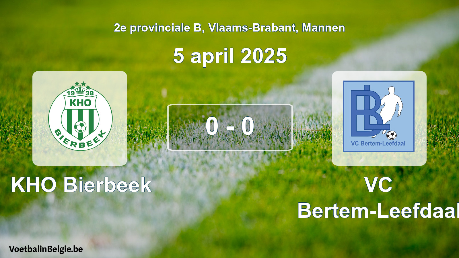 Gespeelde wedstrijd mannenvoetbal: KHO Bierbeek - VC Bertem-Leefdaal 0 - 0 (5 april 2025)