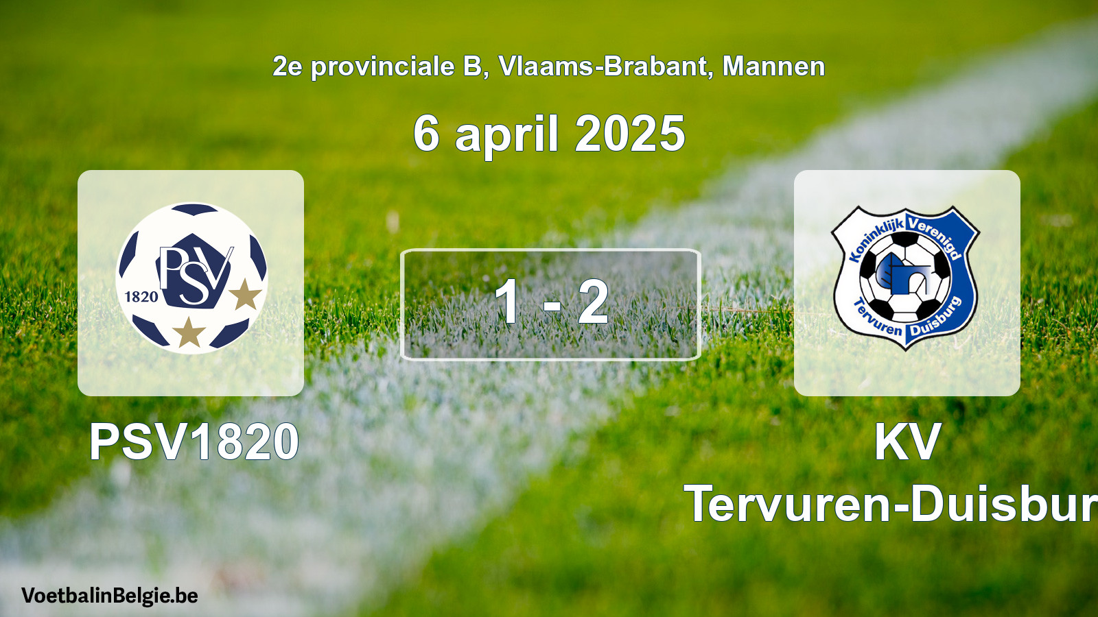 Gespeelde wedstrijd mannenvoetbal: PSV1820 - KV Tervuren-Duisburg 1 - 2 (6 april 2025)