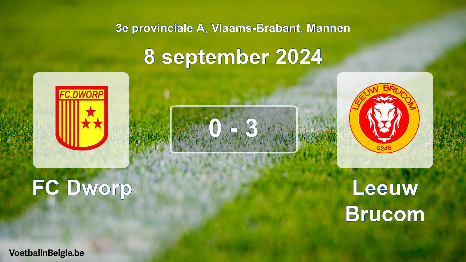 Gespeelde wedstrijd mannenvoetbal: FC Dworp - Leeuw Brucom 0 - 3 (8 september 2024)